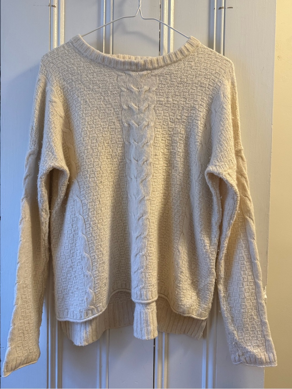 Madewell Cream Cable-Detail Crewneck Sweater